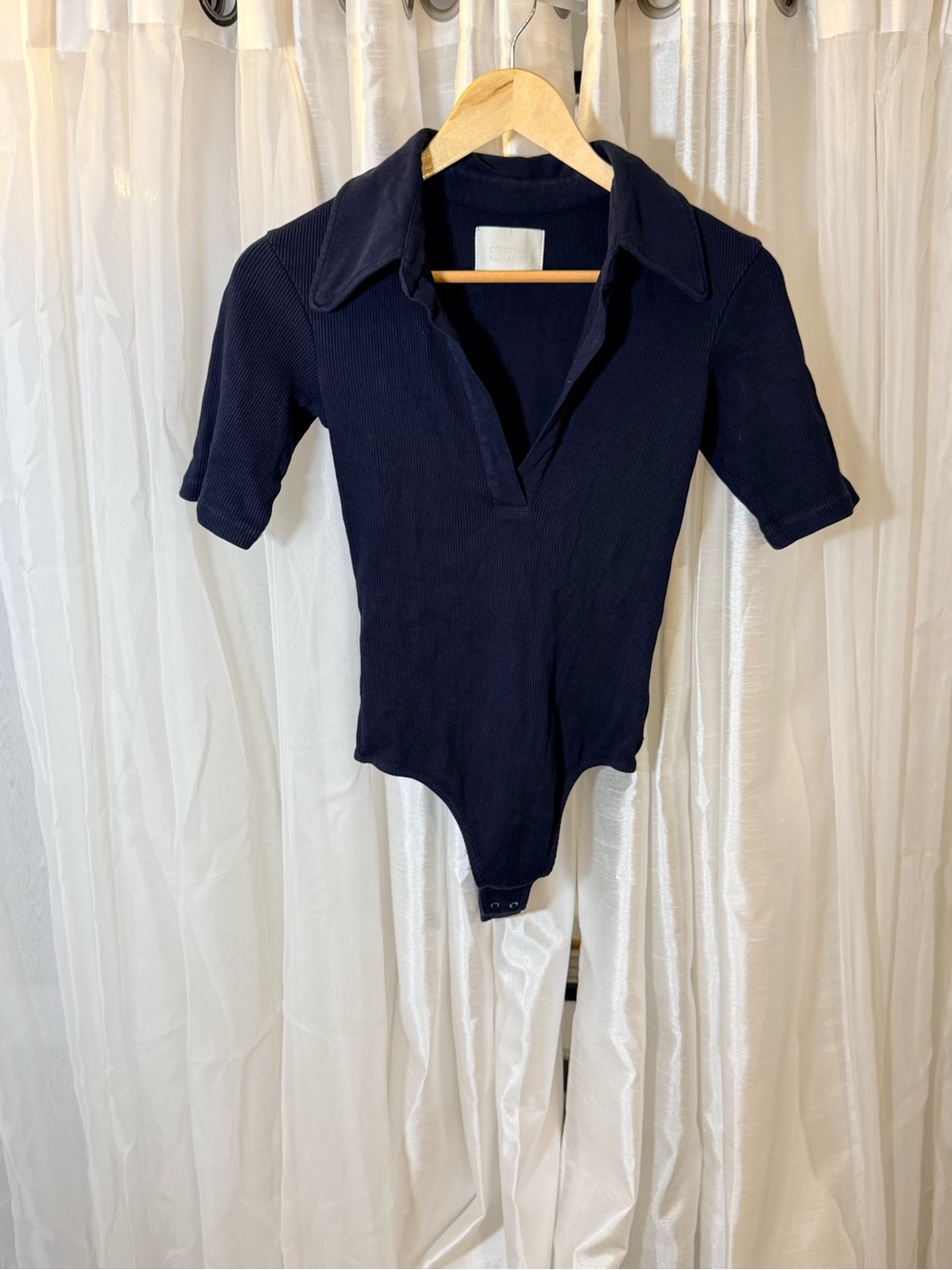Citizens Of Humanity Navy Ribbed Polo Bodysuit